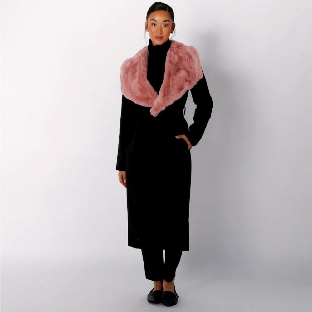 New w/Tags Hilary MacMillan Faux Fur Collar Wrap Coat - Size Large